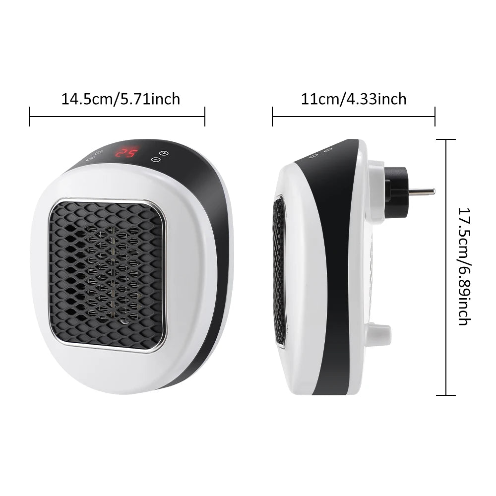 600W Home Electric Heater Winter Body Warmer Portable Wall Plug Space Heater with Remote Control Office Fast Heating Heater Mini