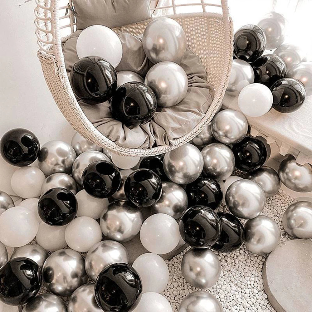 35Pcs Mixed Gold Black Confetti Latex Balloons Kids Adult Man Woman Birthday Party Decoration New Year Graduation Party Decor