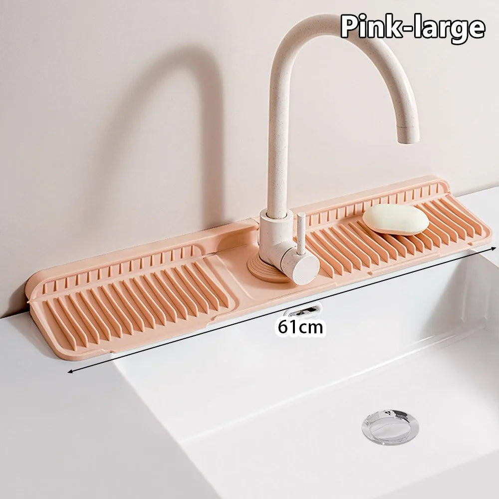 Silicone Faucet Draining Mat – Quick-Dry Water-Absorbent Countertop Sink Protector