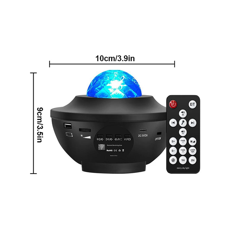 LED Star Galaxy Projector – Ocean Wave Night Light with Rotating Starry Sky for Room Decor & Romantic Ambiance