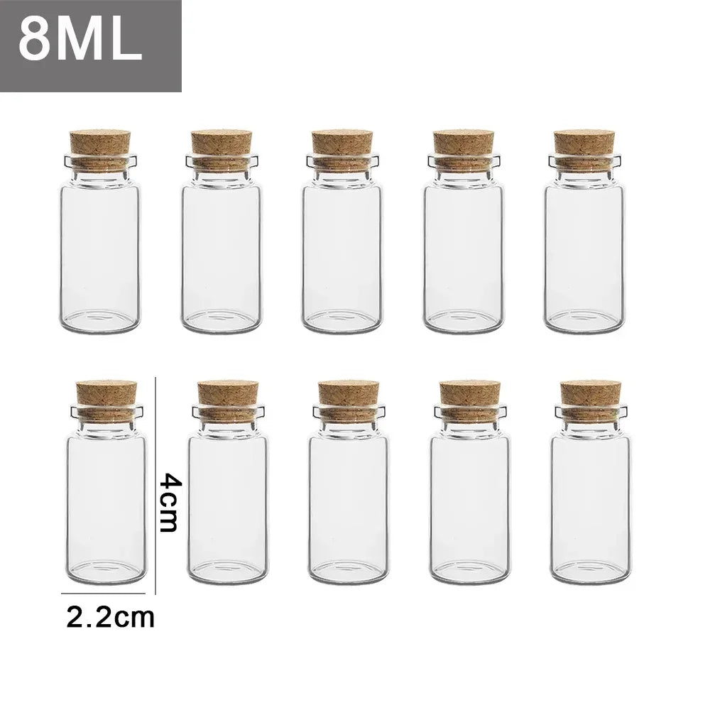 20/10PCS Cork Stopper Glass Bottles DIY Birthday Gift Transparent Empty Message Wishing Bottle Christmas Wedding Party Decor