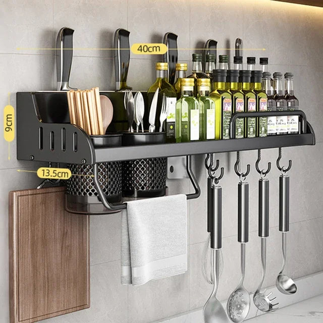 Kitchen Storage Rack Multifunctional Cutting Board Holder Wall Spice Rack Utensils Rack for Kitchen Seasoning Holder Organize