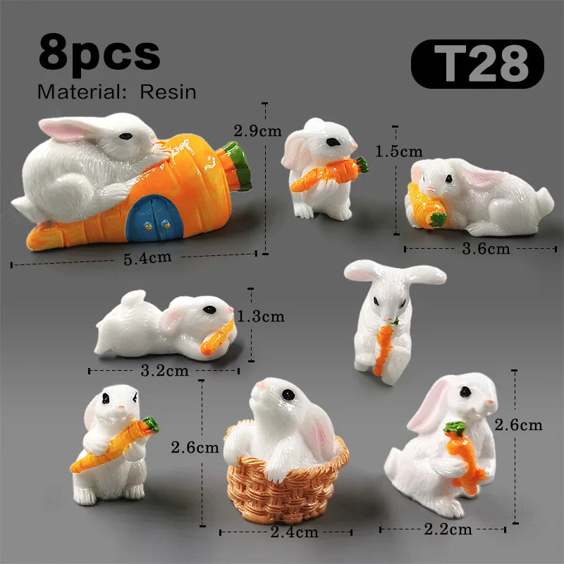 Halloween Christmas Easter White Rabbit Figurine DIY Home Decor Miniature Fairy Garden Dollhouse Decoration Accessories Modern