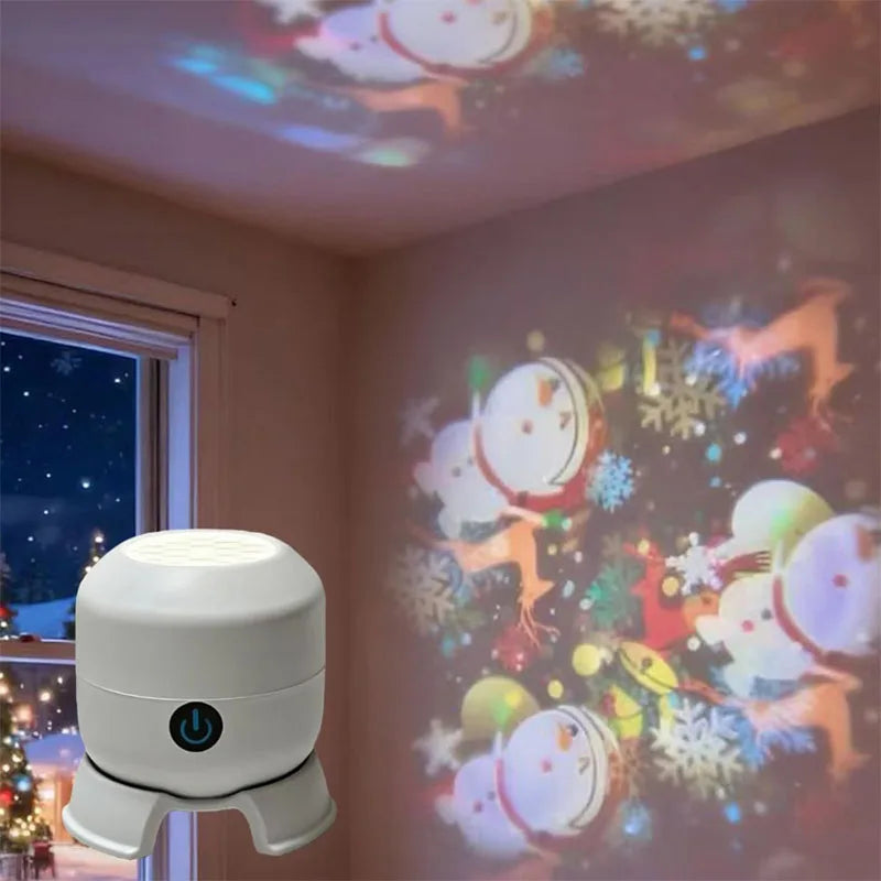 LED Ocean & Snowflake Projection Night Light – USB Rechargeable Dynamic Projector with Adjustable Ambient Light