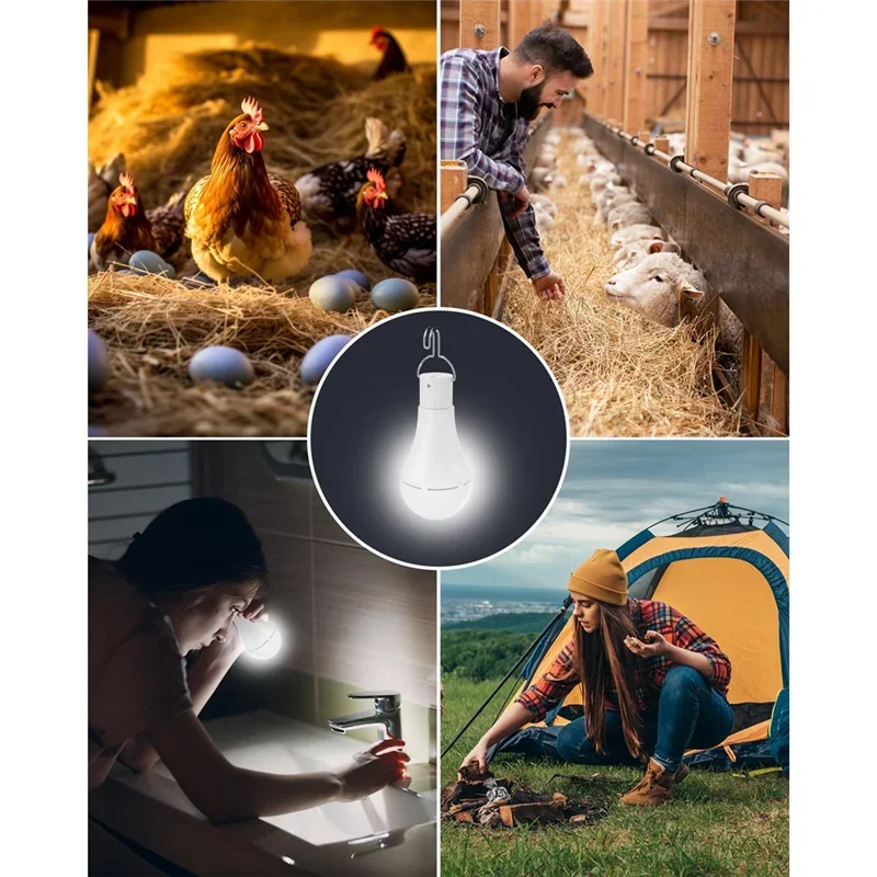 Lampe solaire étanche à suspendre, rechargeable par USB, alimentée par la lumière du soleil, idéale pour le camping en plein air ou comme lampe de secours