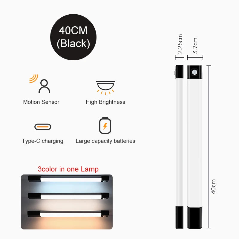 LED Closet Lights Motion Sensor Lamp Wireless Rechargeable Cabinet Night Light For Kitchen Bedroom Wardrobe Sensor Night Lamp