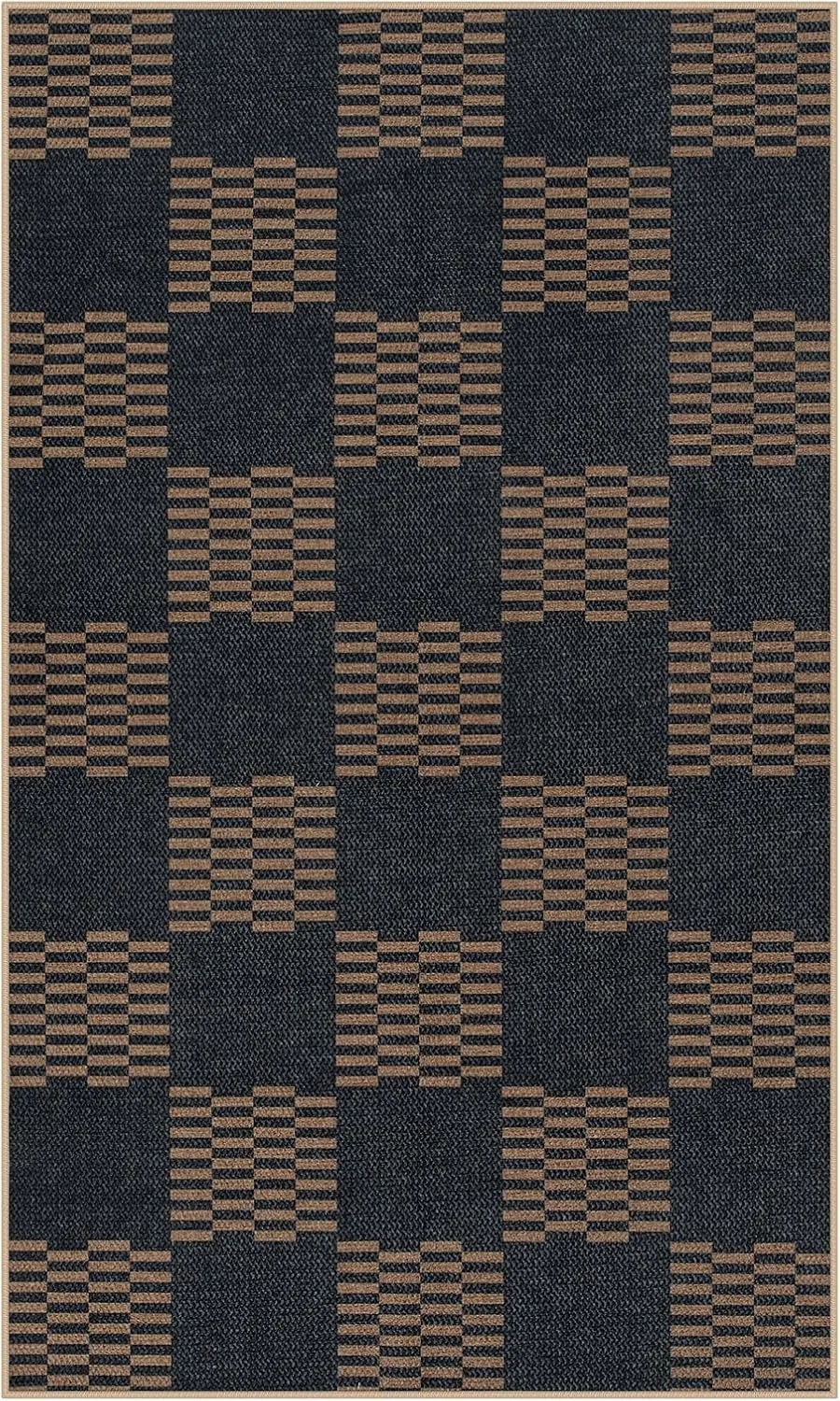 Living Room Carpet Non-slip Dirt-resistant Wear-resistant Floor Mat Black White Checkered Rug Home Decoration Large Size Mats