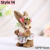 Easter Bunny Simulation Straw Bunny for Easter Cute Standing Rabbits Creative Home Spring Garden Decoration Crafts Gift for Kids