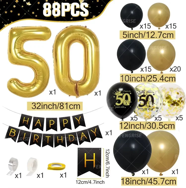 Happy Birthday 40 50 60 Latex Balloons for Adult Birthday Party Decoration 40th 50th 60th Confetti Balloon Anniversary Supplies