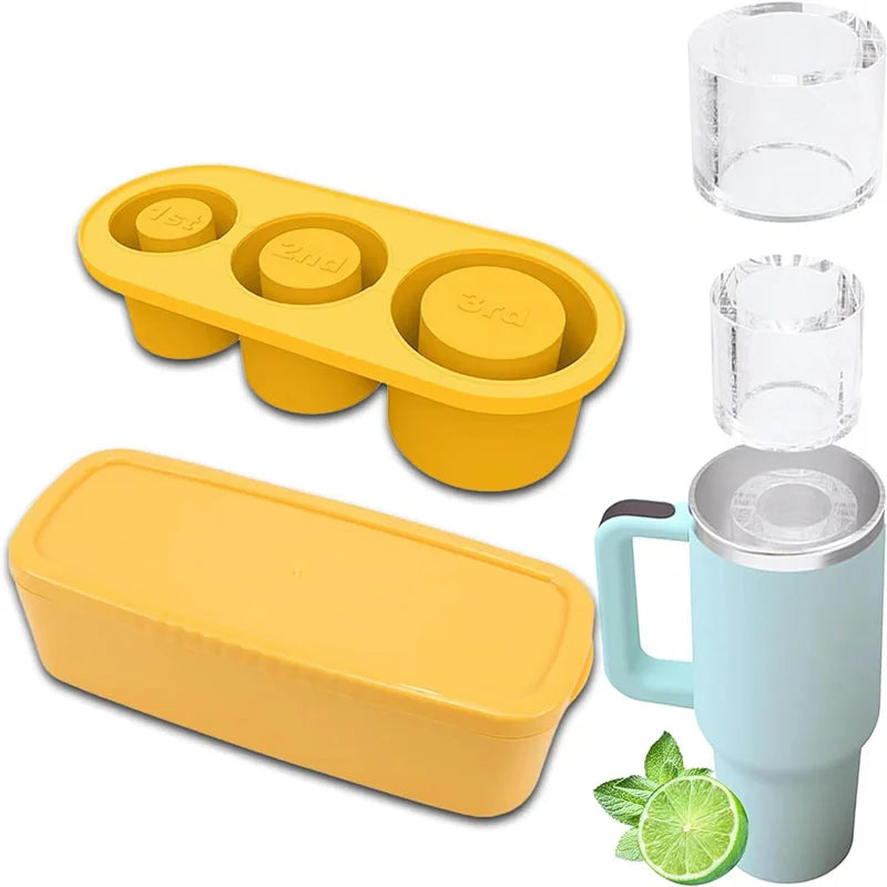 Silicone Ice Cube Molds with Lid for 30/40 Oz Tumbler Cups for Water Mug Easy Fill and Release Ice Maker Ice Cube Tray