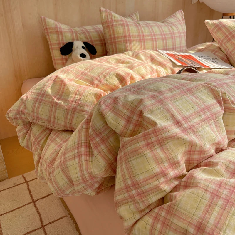 Nordic sling Cotton Pink Stripes Duvet Cover 150x200 Size Girl's Room housse de couette Skin friendly Breathable Comforter Sets