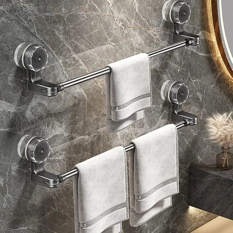 Retractable Suction Cup Wall Towel Rack no drilling Single Rod Towel Holder Kitchen Bathroom Organiser Shelf Accessories