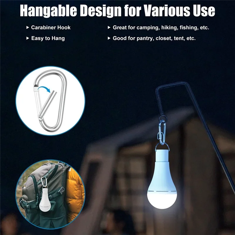 Lampe solaire étanche à suspendre, rechargeable par USB, alimentée par la lumière du soleil, idéale pour le camping en plein air ou comme lampe de secours