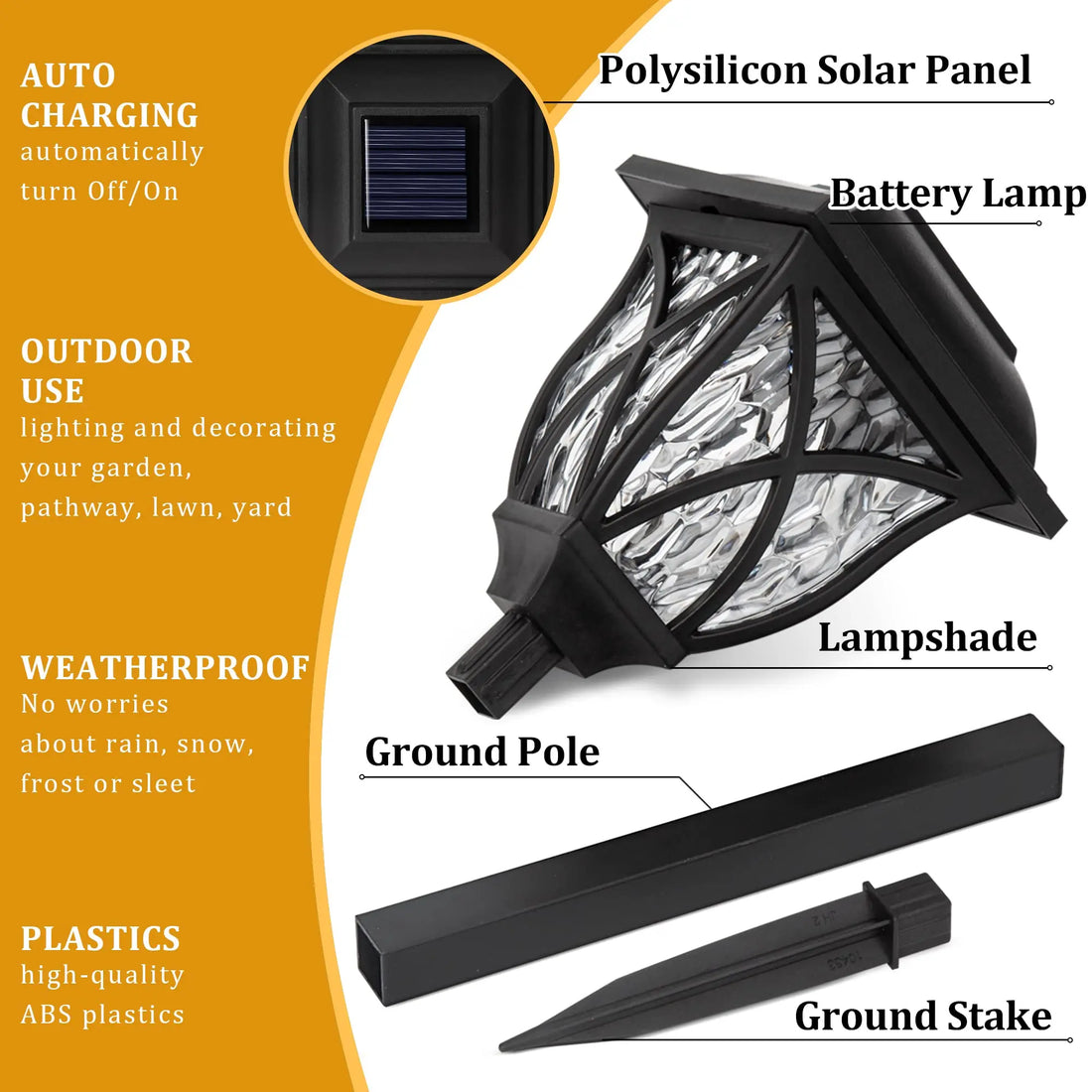 Lot de 2 lampes solaires LED pour pelouse, éclairage d'extérieur, étanche, lumière chaude, idéal pour un jardin, une cour, une allée, une villa ou un paysage