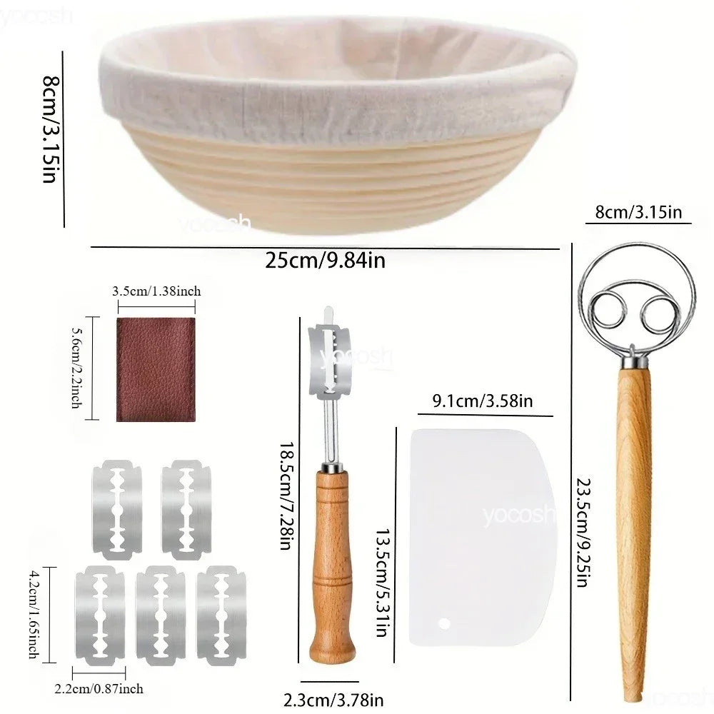 Sourdough Bread Starter Baking Kit – Proofing Baskets, Silicone Baking Mat, Starter Jar & Professional Bread Making Tools