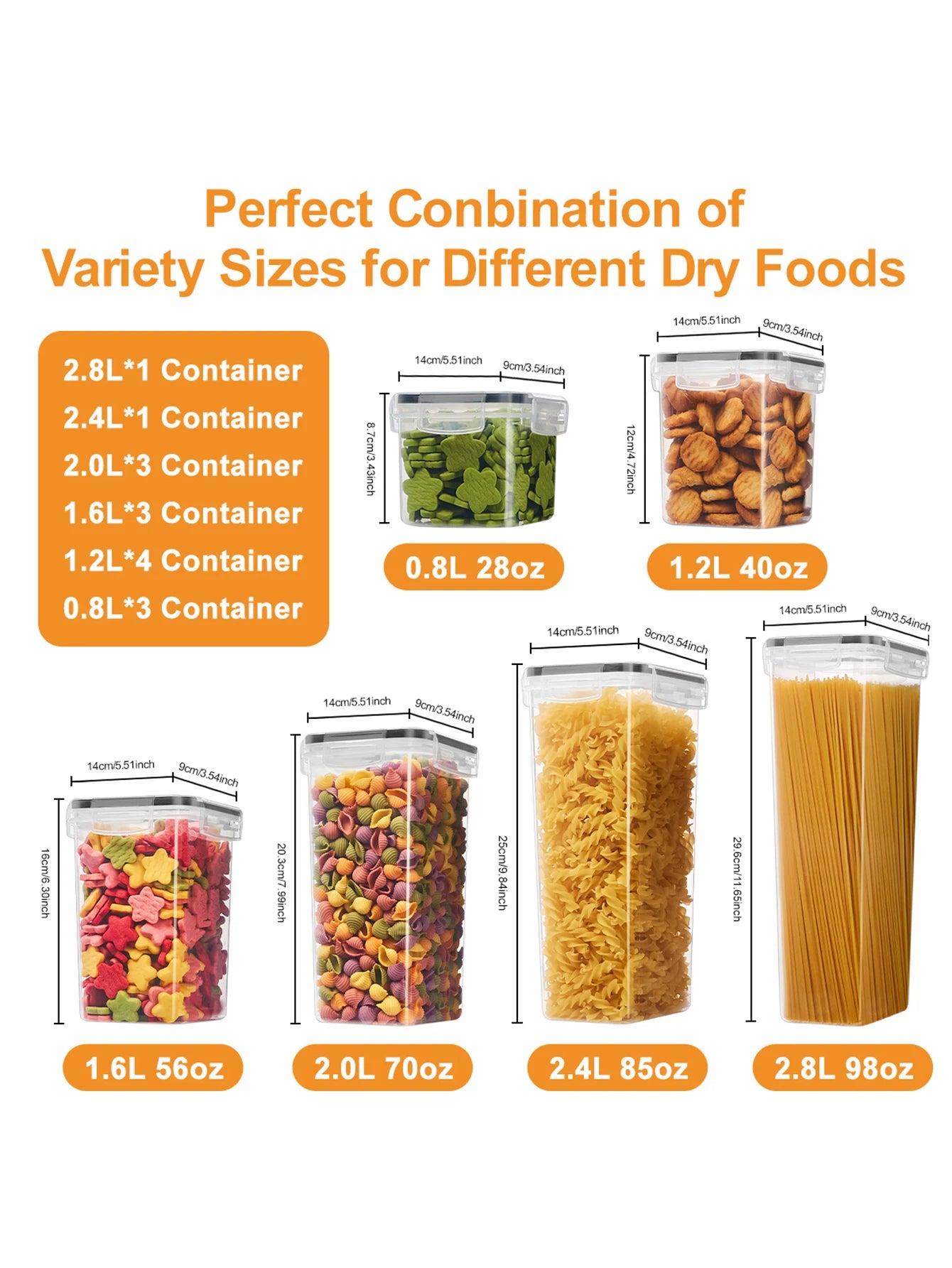 storage containers,Complete food storage containers with LIDS, clear food jars, moisture-proof sealed crisper for cereals,