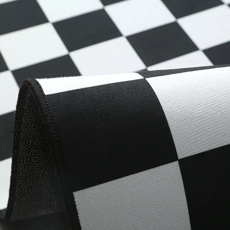 Living Room Carpet Non-slip Dirt-resistant Wear-resistant Floor Mat Black White Checkered Rug Home Decoration Large Size Mats