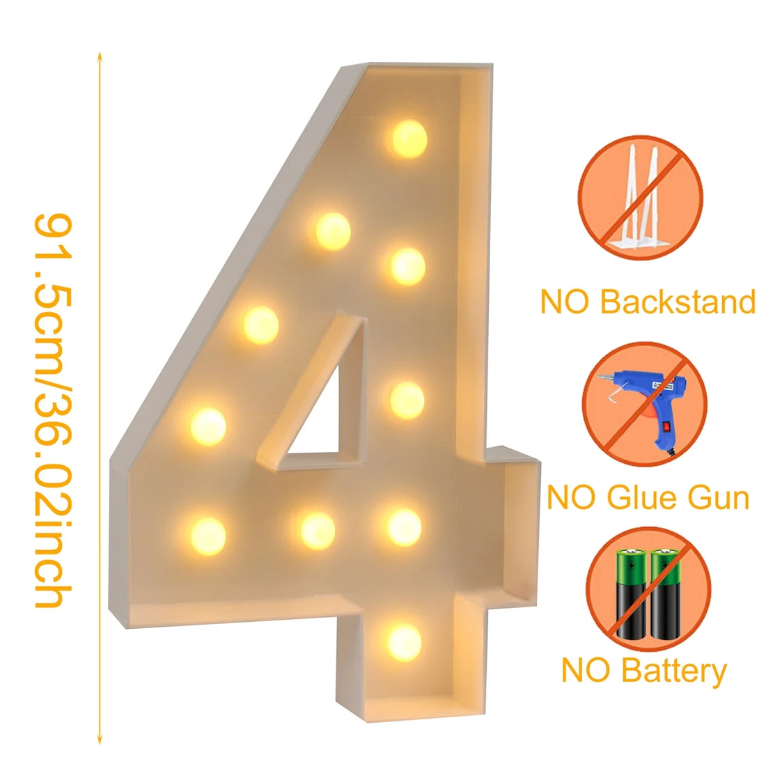 91.5cm Giant Led Light Birthday Number Figure 1st Birthday Anniversary Wedding Baby Shower Decor 30 40 50 Birthday Number Frame
