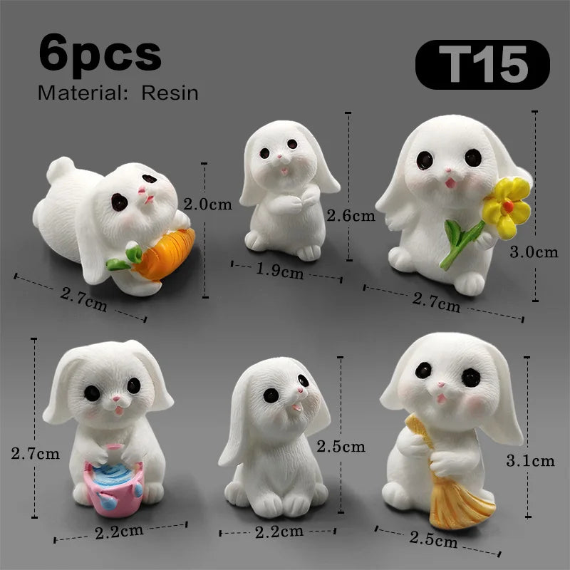Halloween Christmas Easter White Rabbit Figurine DIY Home Decor Miniature Fairy Garden Dollhouse Decoration Accessories Modern