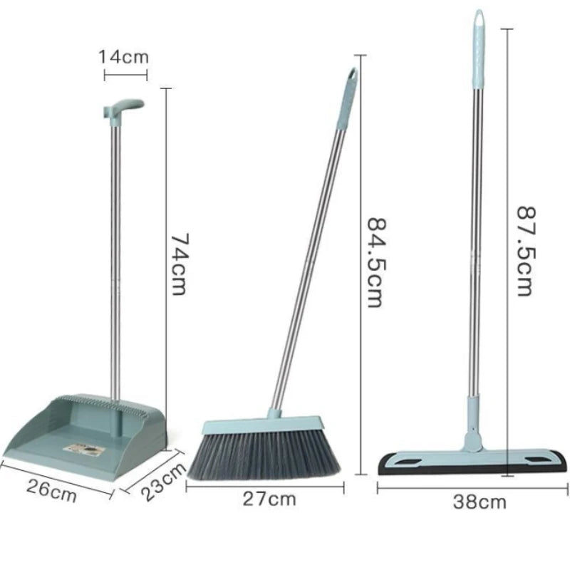 Household Broom & Dustpan Set – Foldable Garbage Shovel with Comb Teeth & 45° Angled Brush Head for Floor Sweeping