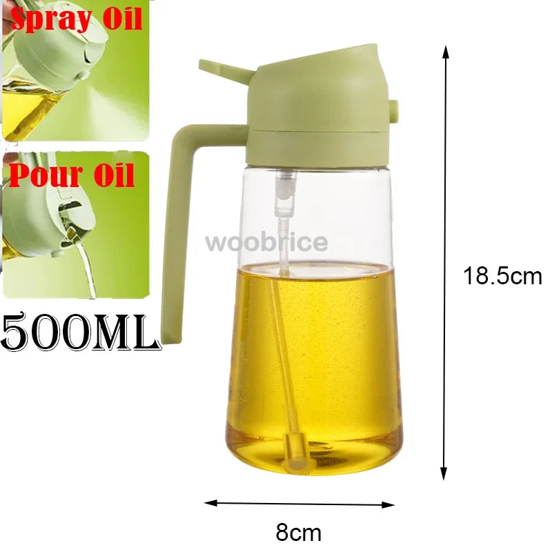 2 in 1 Kitchen Oils Spray Bottle Olive Sprayer Oil Spray Oil Sprayer Plastic for Cooking BBQ Baking Oils Dispenser Accessories