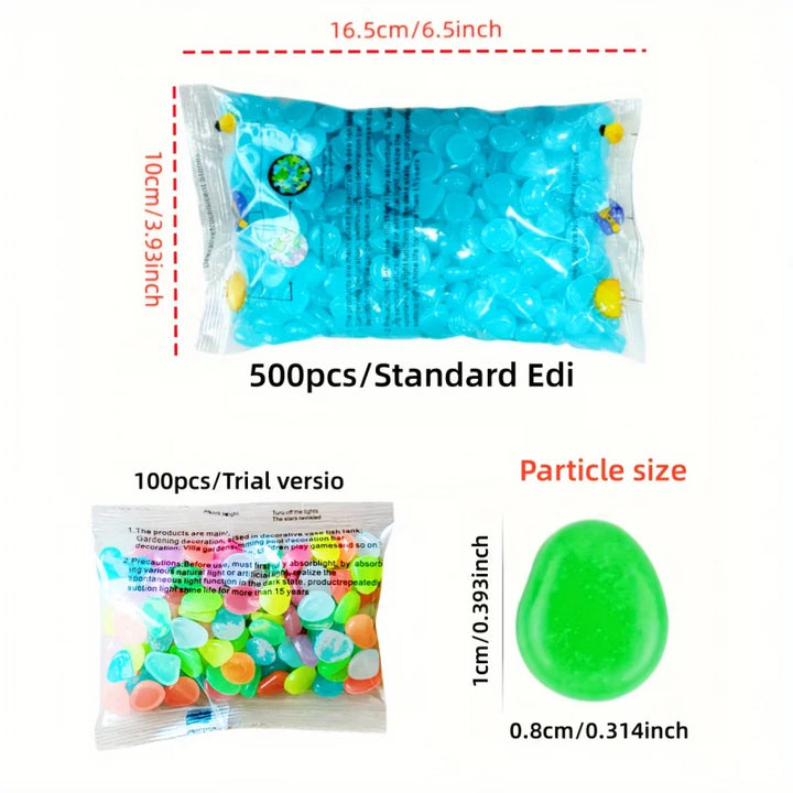 Glow-in-the-Dark Luminous Stones – Decorative Pebbles for Garden, Fish Tank & Flower Pot (100/500 Pcs)