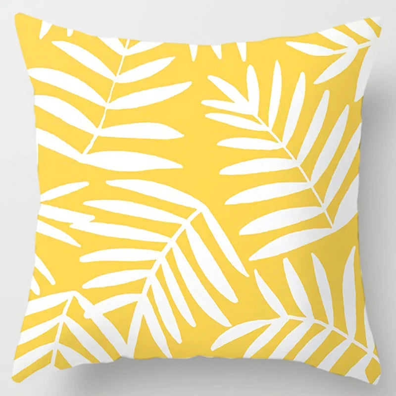 Modern Simple Yellow Flower Pillowcase Home Sofa  Lumbar  Cushion  Pillow