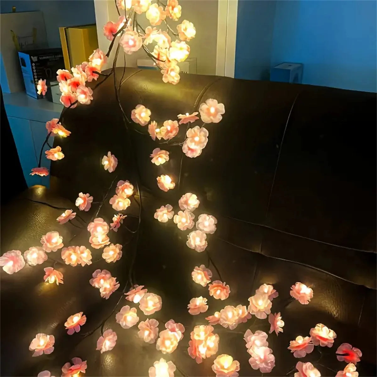 Lámpara de cadena colorida con 96 luces LED USB de ratán con forma de rama de árbol, 8 modos, ideal para San Valentín, Navidad, bodas y dormitorios.