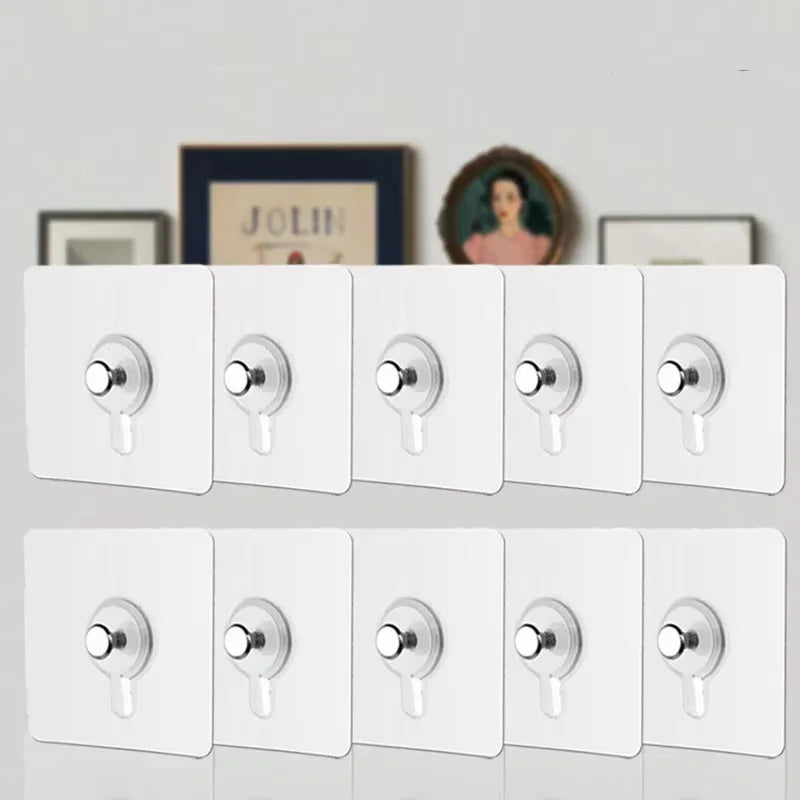 Strong Adhesive Hooks – No-Drill Waterproof Wall Hooks for Picture Frames, Posters & Kitchen Bathroom (10 Pcs)