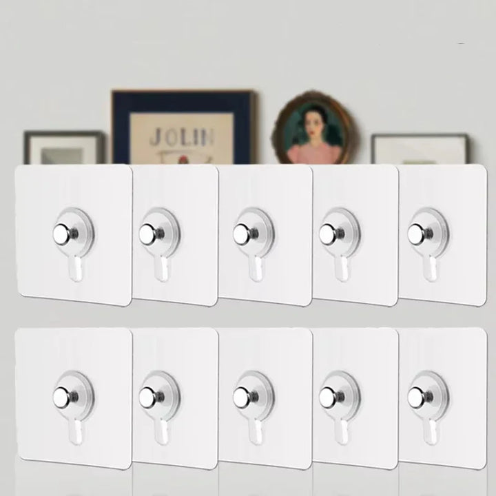 Strong Adhesive Hooks – No-Drill Waterproof Wall Hooks for Picture Frames, Posters & Kitchen Bathroom (10 Pcs)