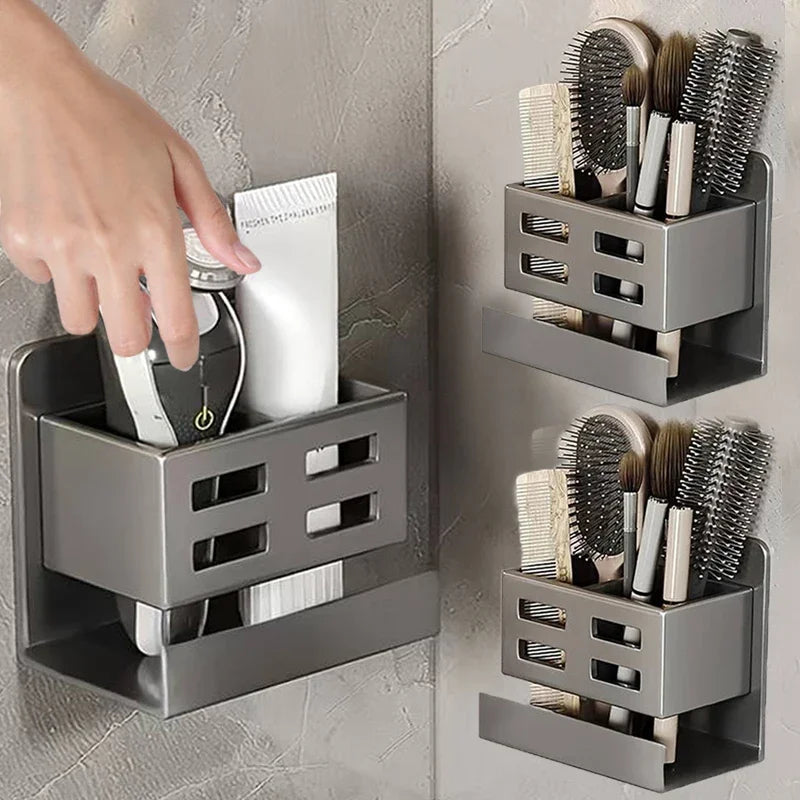 New Hole-free Multifunctional Washbasin Storage Tube Bathroom Toothbrush Razor Storage Rack Wall-mounted Bathroom Supplies