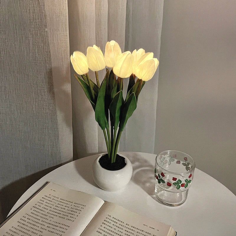 LED Tulip Night Light – Simulation Flower Atmosphere Desk Lamp for Room Decor & Gift