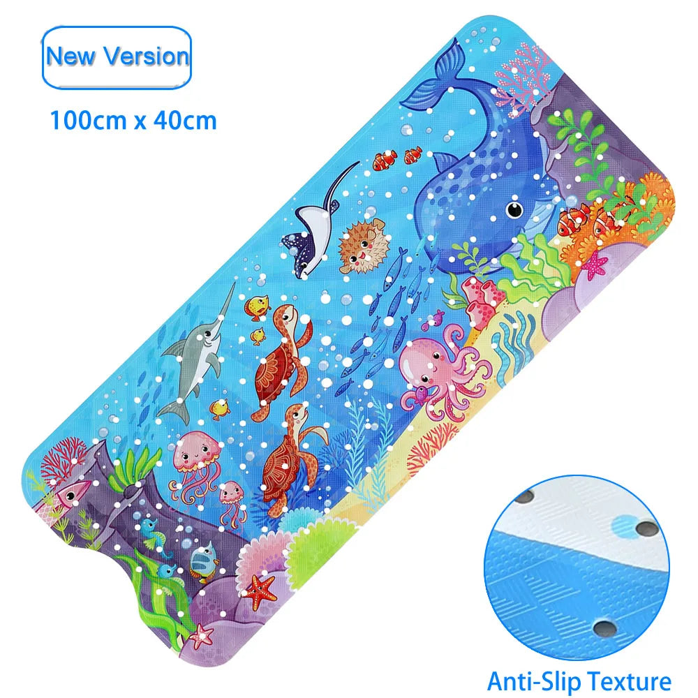 Large Cute Cartoon PVC Bath Mat Anti-Slip Shower Bathtub Mats With Sucker Soft Massage Pad Kid's Elder Bathroom Carpet Rug
