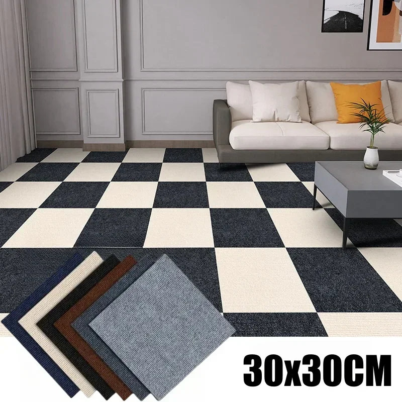 30x30CM DIY Self Adhesive Carpet Floor Tiles Sticker Square Rugs Peel And Stick Mat Flooring For Kitchen Home Decor Carpets ﻿