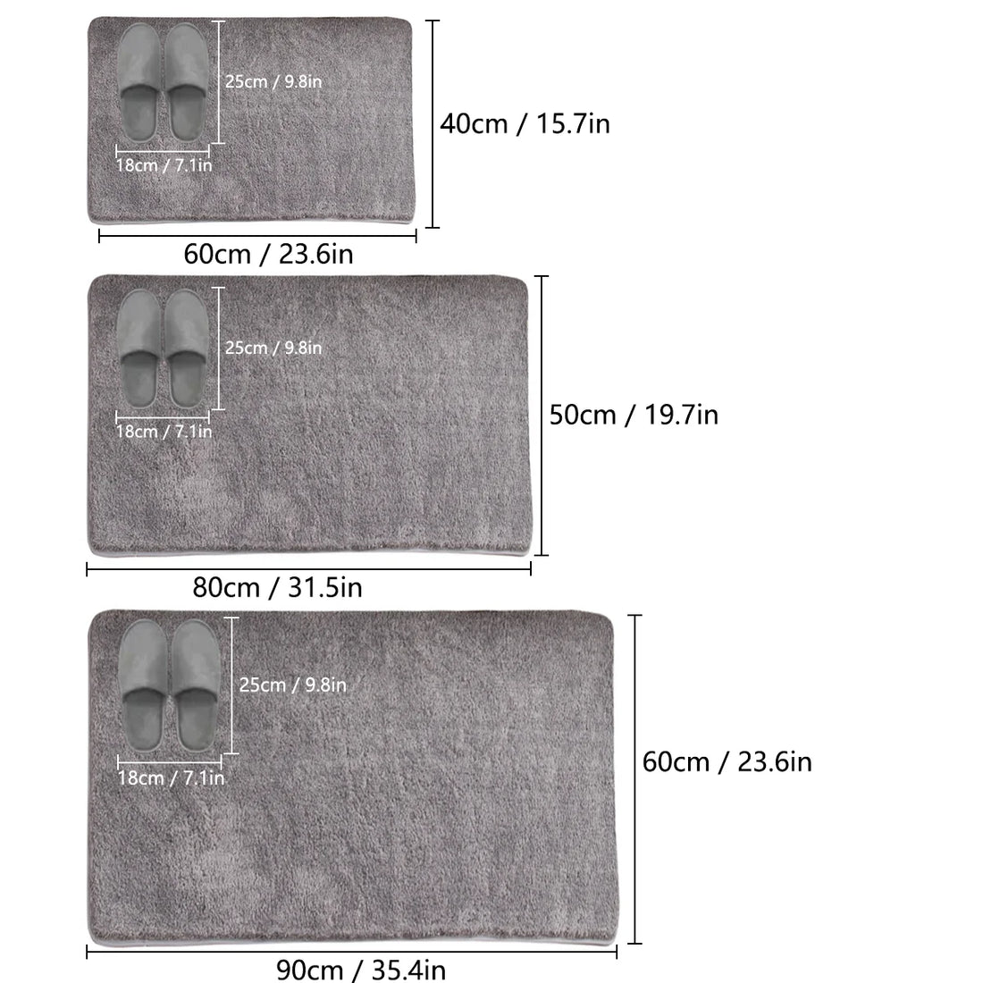 Tapis de salle de bain épais, couleur unie, ultra-doux, antidérapant, absorbant, pour salle de douche, tapis de baignoire, paillasson résistant à la saleté