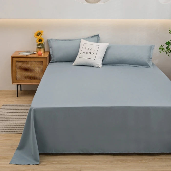 1 pc Bed Flat Sheet for Double Bed Plain Solid Color Top Sheets Single/Queen/King Flat Bedsheets Soft Home Bed Linen Sheets