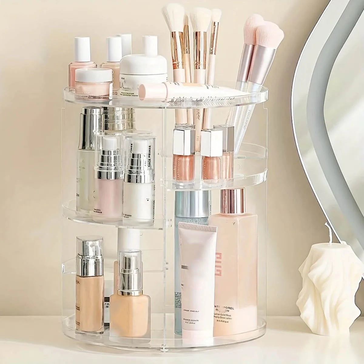 360° Rotating Makeup Organizer for Bathroom Countertop Storage