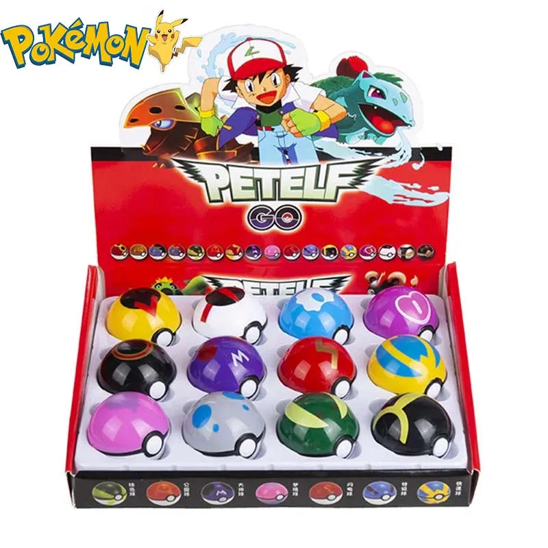 Pokemon Figure 12pcs/Set Pikachu Pokeball Action Figure Cartoon Anime Kawaii Doll Poke Ball Collection Kids Birthday Gifts