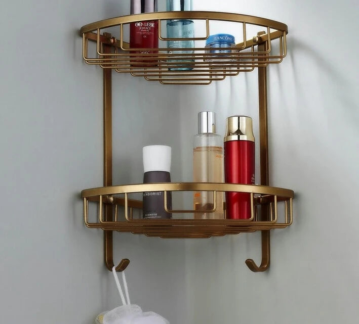 Vidric Wall Mounted Antique bronze Aluminun Bathroom Soap Basket Bath Shower Shelf corner Basket Holder building materia