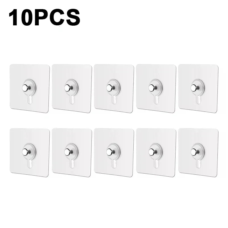 Strong Adhesive Hooks – No-Drill Waterproof Wall Hooks for Picture Frames, Posters & Kitchen Bathroom (10 Pcs)