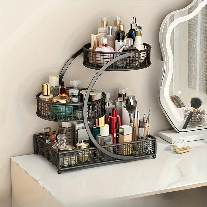 Bronze Metal Cosmetic Organizer Rack for Lipsticks & Skincare
