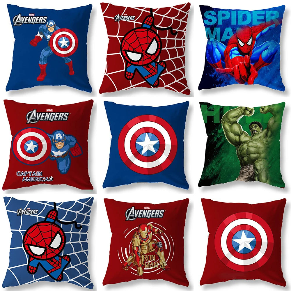 Superhero Spiderman Iron Man Pillow Cover Soft and comfortable Living room Sofa Cushion Cover Home Bedroom Room decoration
