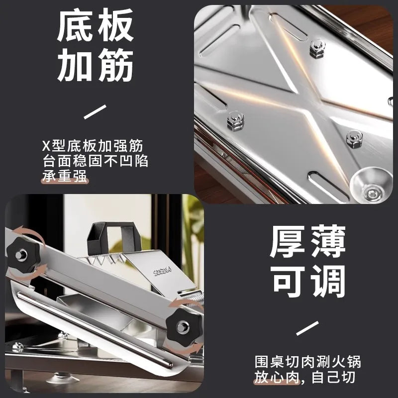 GIANXI Mutton Roll Slicer Machine Stainless Steel Meat Slicer Beef Thin Slice Frozen Meat Household Barbecue Hot Pot Cooking