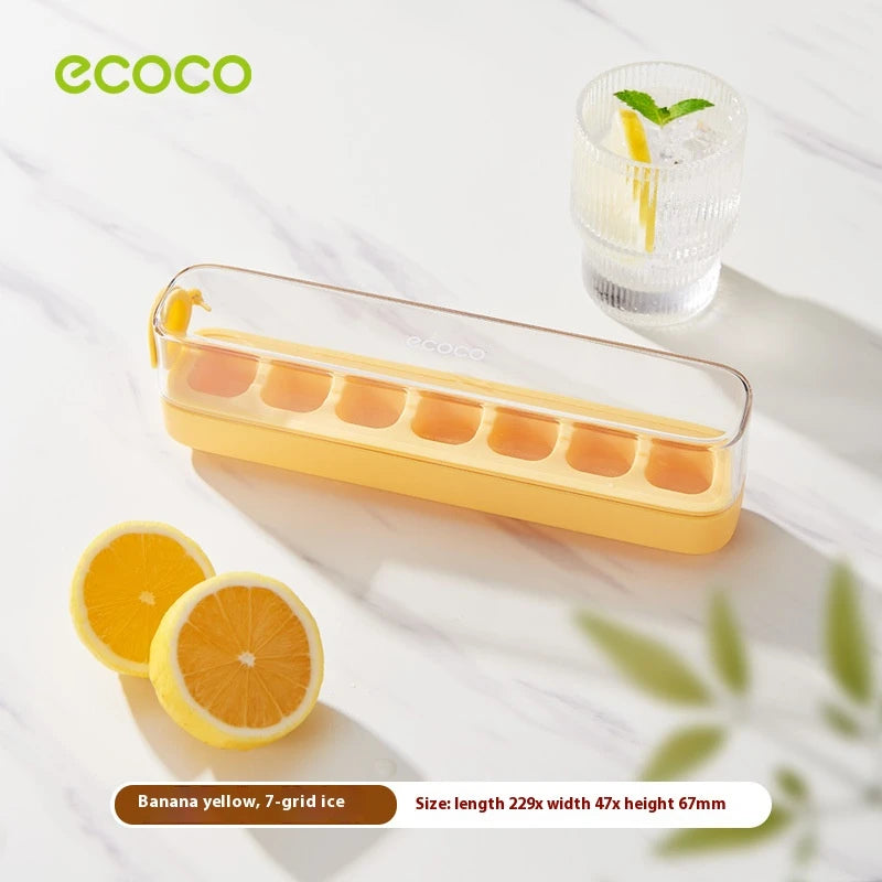 Ice Cube Tray with Lid & Bin – Quick-Fill Easy Press No-Touch Release Freezer Mold (7/14/21 Pcs)