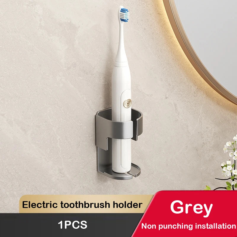 BGRORIO Electric Toothbrush Holder Space Saving Traceless Bathroom Self-adhesive Wall-mounted Toothbrush Storage Base