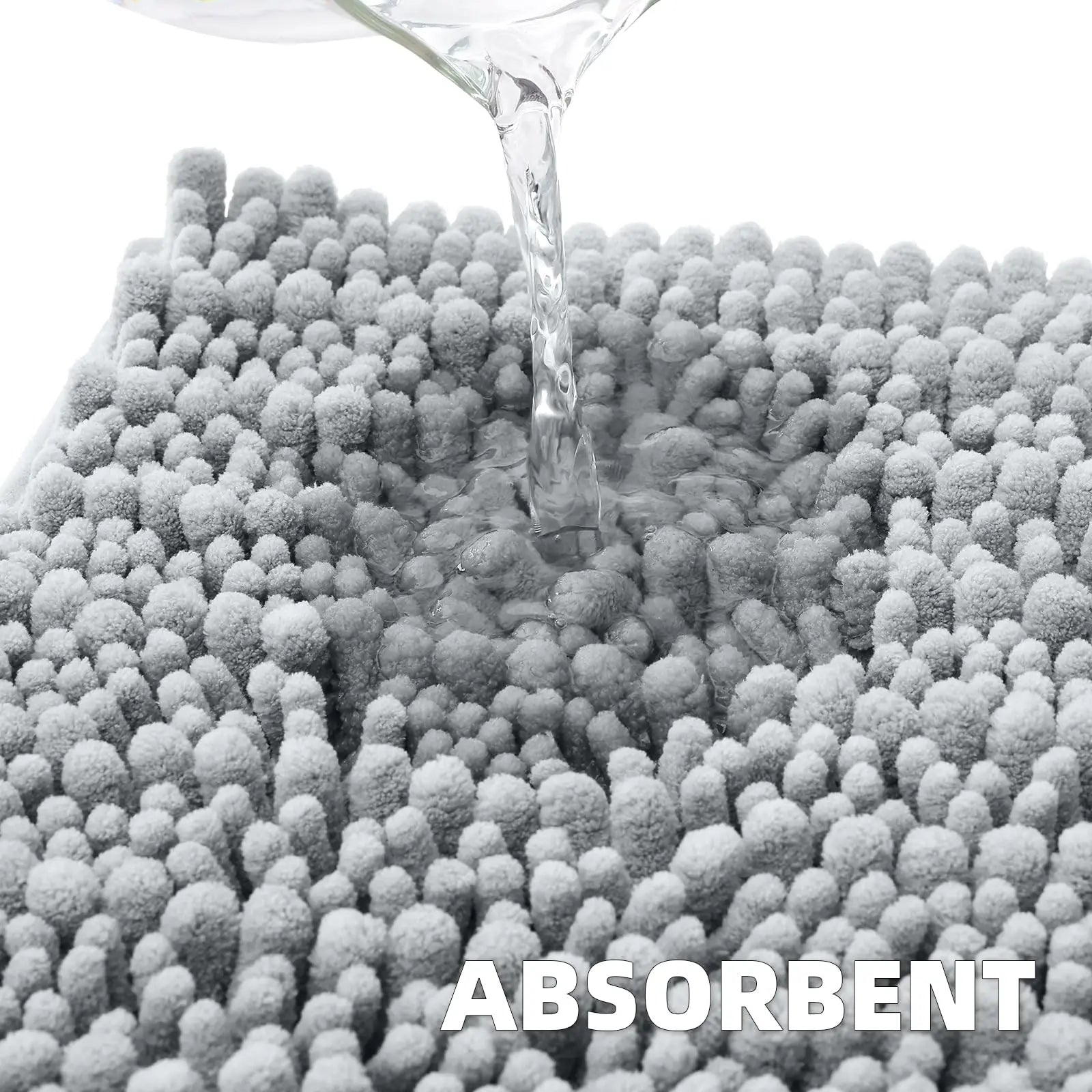 Hapihappy Chenille Bath Mat Luxury Bath Mat Soft Thick Absorbent Bathroom Mat Non-Slip Machine Wash Plush Bath Mats for Bathroom