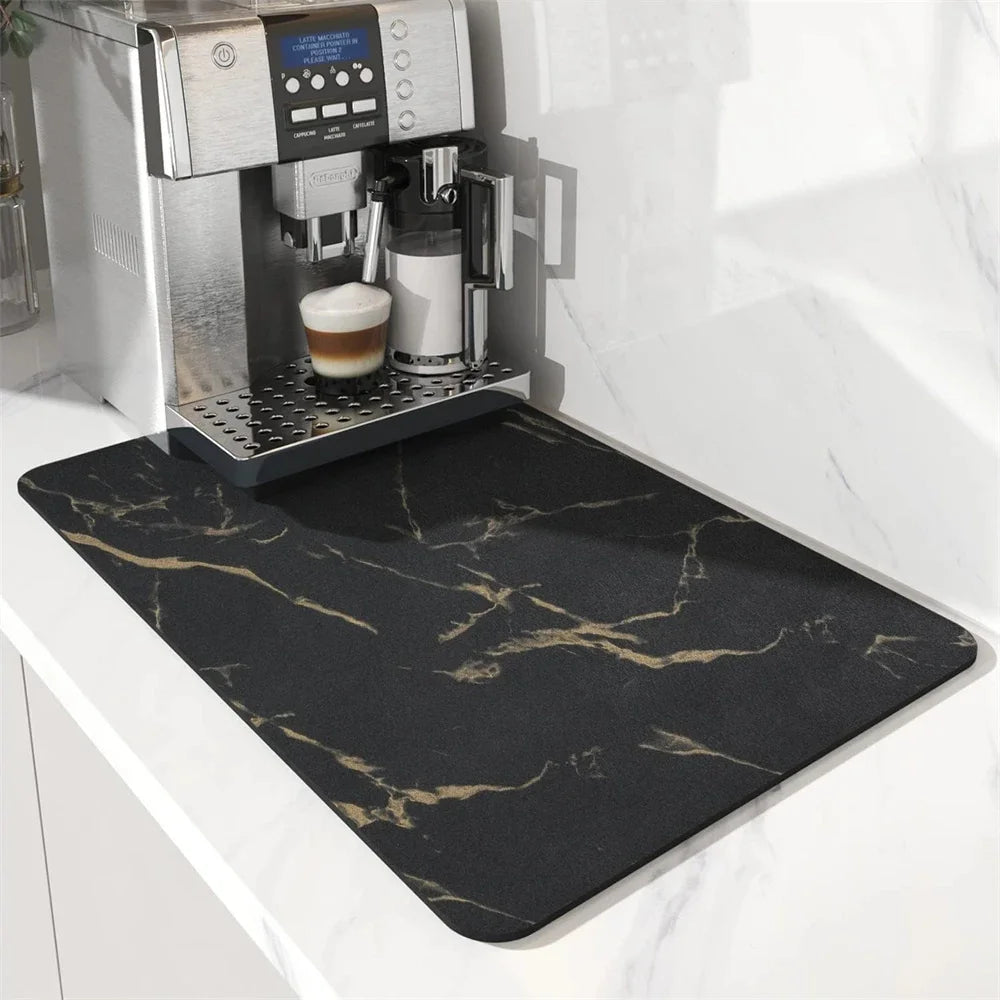 Absorbent Mats Pads Marble Printing Dish Large Kitchen Coffee Mug Table Mat Draining Drying Mat Quick Dry Bathroom Drain Pad
