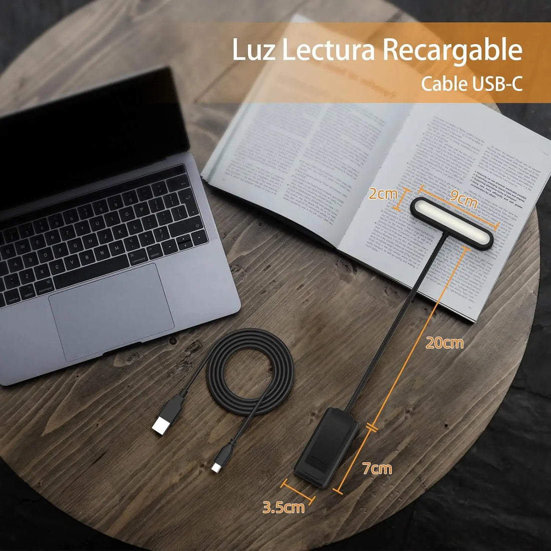 Luz de lectura recargable por USB con 14 LED, luz blanca cálida y fría, luz de día, portátil, flexible, fácil de enganchar, lámpara de lectura nocturna