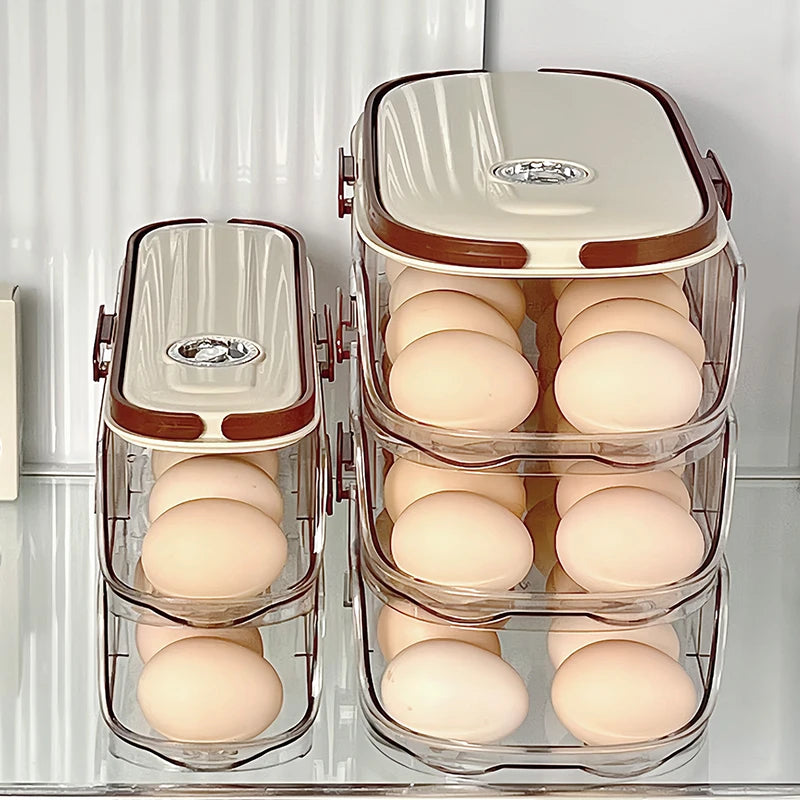 1PCS Home Refrigerator Egg Storage Box Automatic Rolling Eggs Holder Rack Egg Roller Organizer Kitchen Countertop Egg Shelf