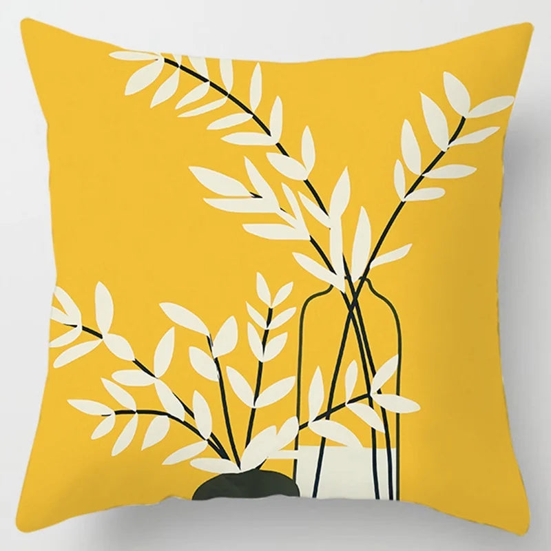 Modern Simple Yellow Flower Pillowcase Home Sofa  Lumbar  Cushion  Pillow
